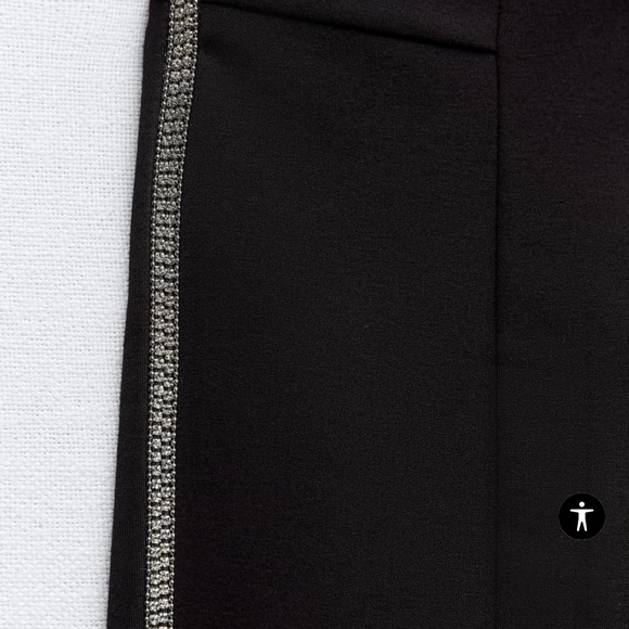 NWT Zara Stretch Leggings - Black - Rhinestone Side Edging - Inseam 27 - Picture 10 of 10